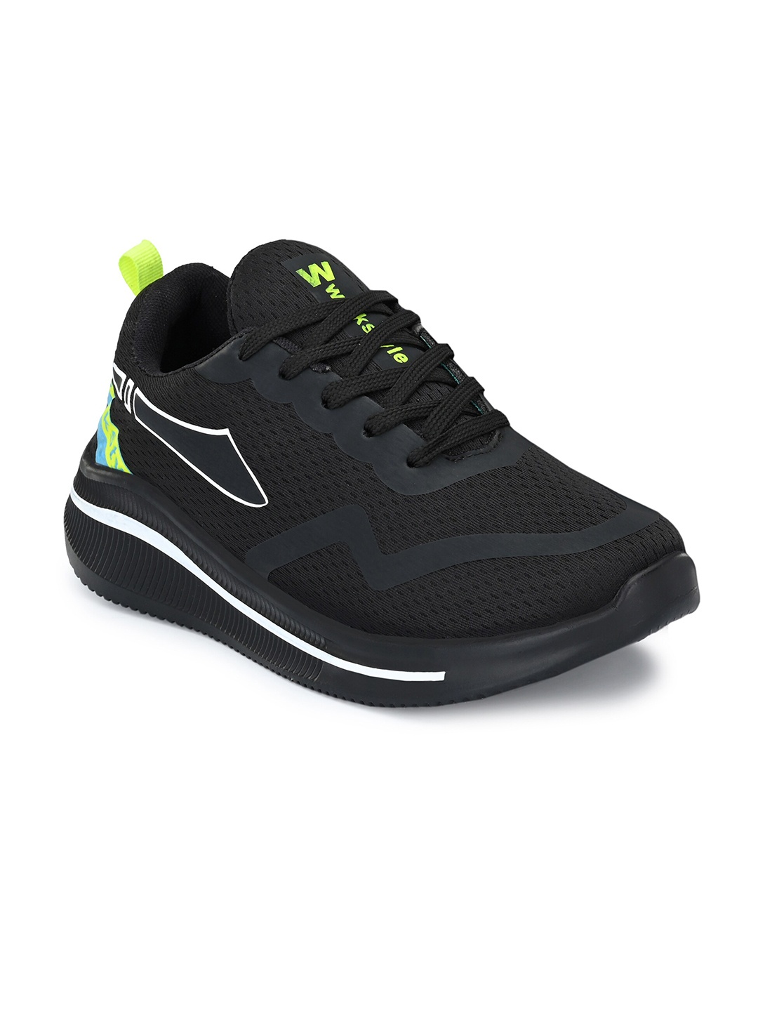 

Walkstyle By El Paso Men Black Lace-Up Mesh Running Sports Shoes