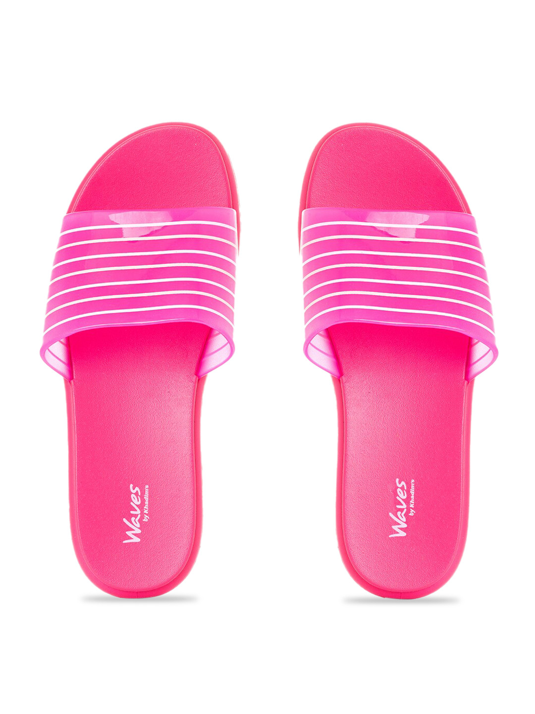 

Khadims Women Pink Striped Sliders