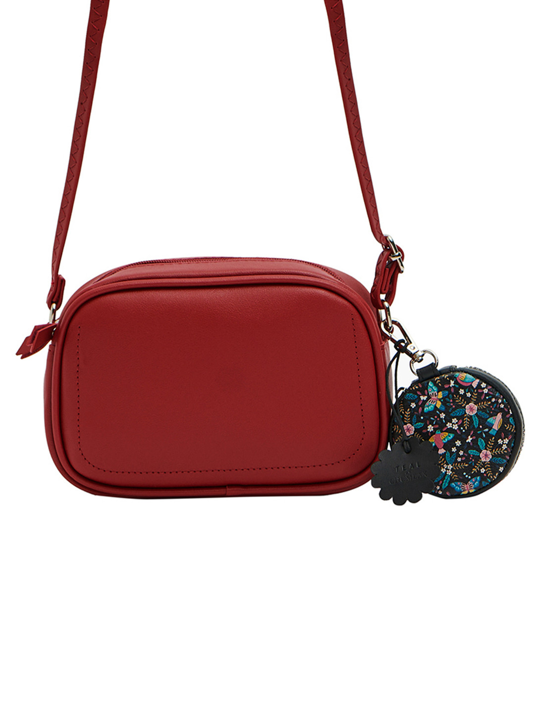 

TEAL BY CHUMBAK Maroon PU Structured Sling Bag
