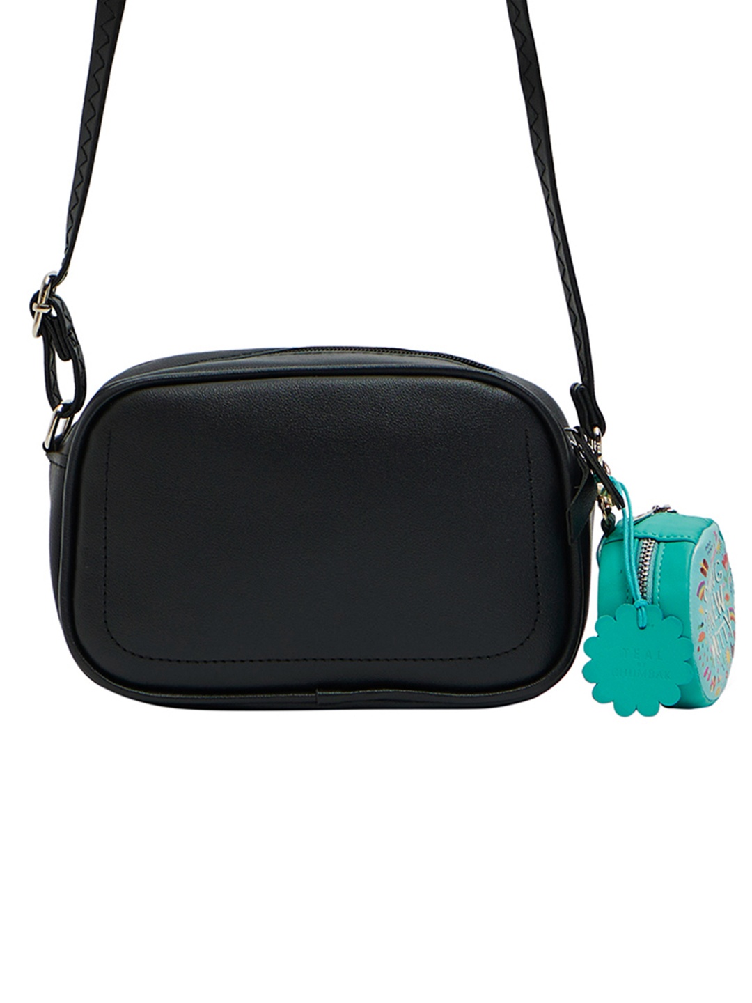 

TEAL BY CHUMBAK Black PU Structured Sling Bag with Tasselled