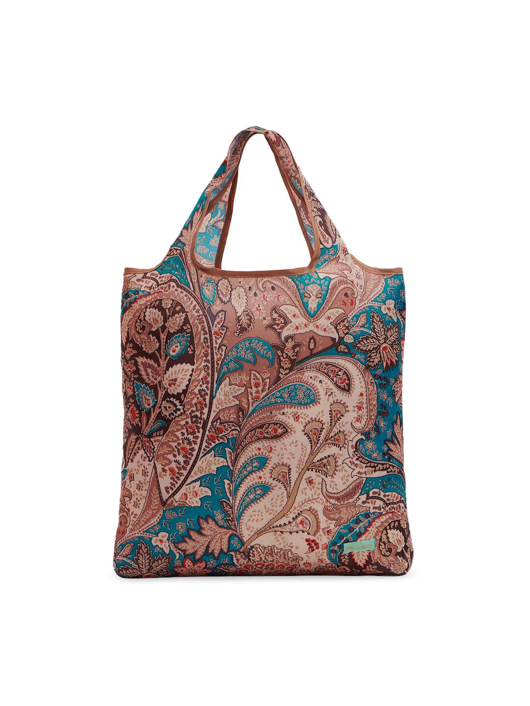 

TEAL BY CHUMBAK Brown Floral Printed Oversized Shopper Tote Bag