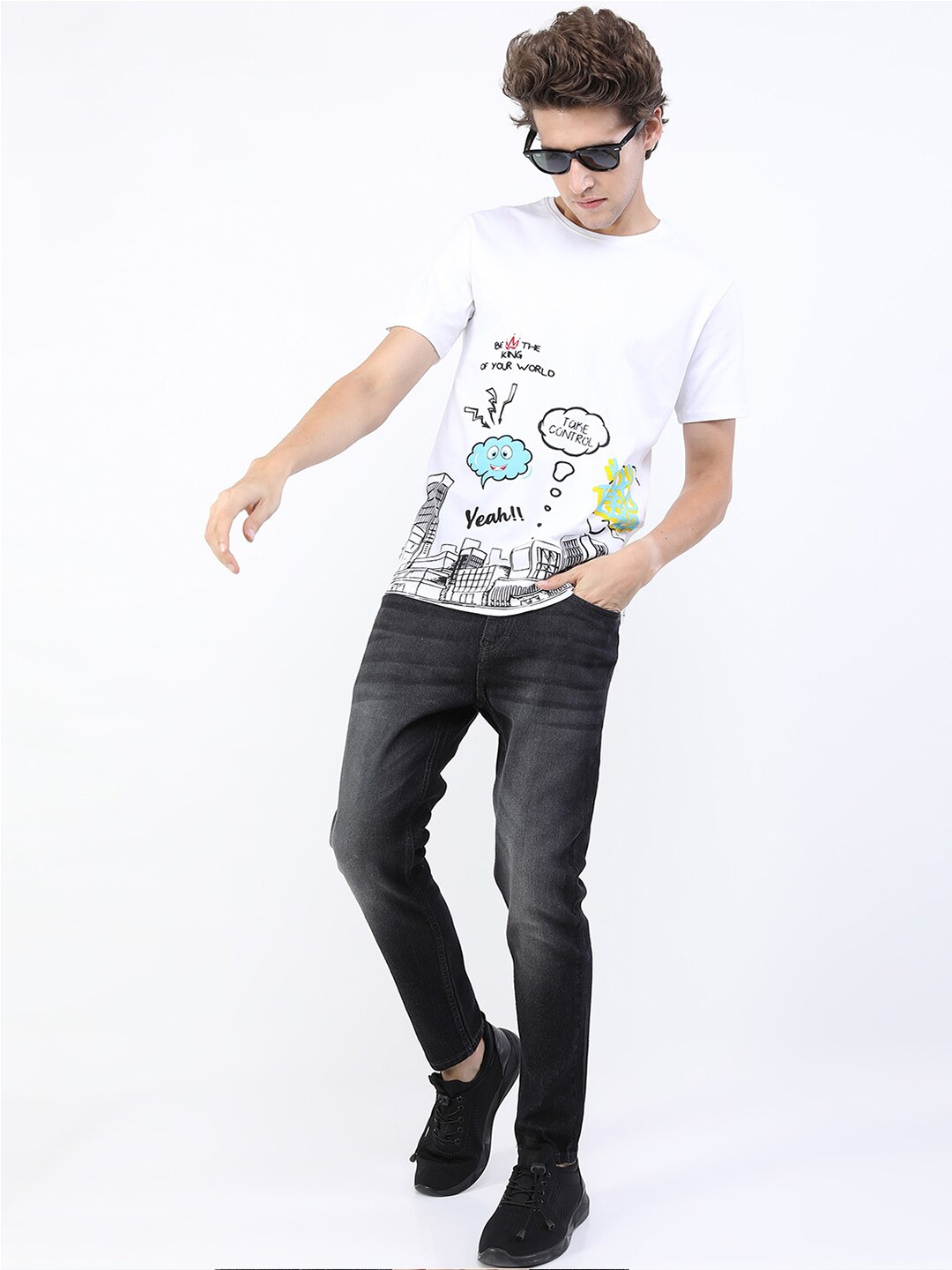 

KETCH Men White Printed Slim Fit Cotton T-shirt