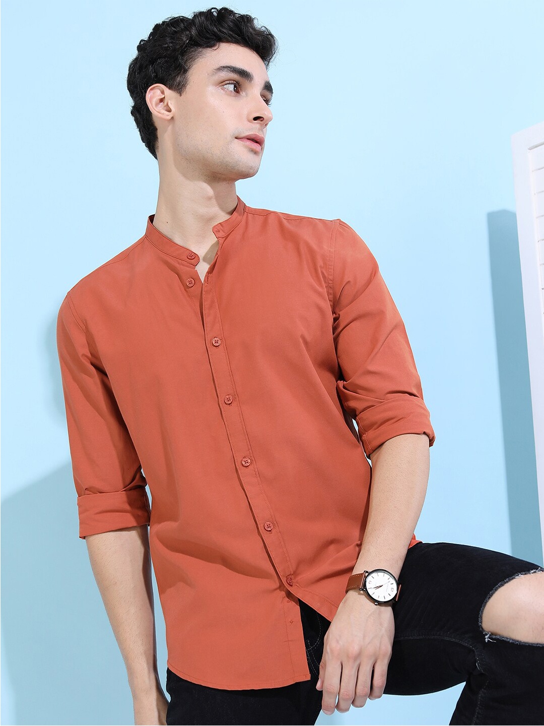 

KETCH Men Orange Slim Fit Casual Shirt