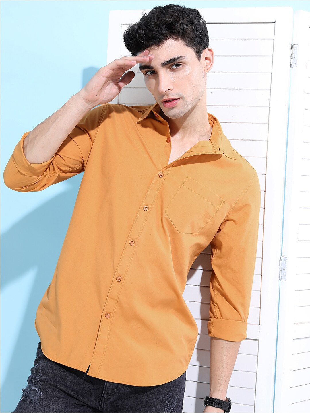 

KETCH Men Slim Fit Casual Shirt, Orange