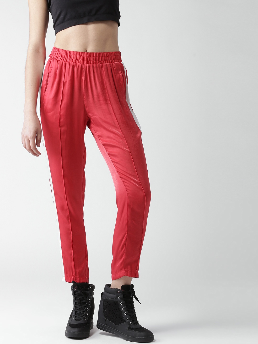 

FOREVER 21 Women Red Solid Trousers