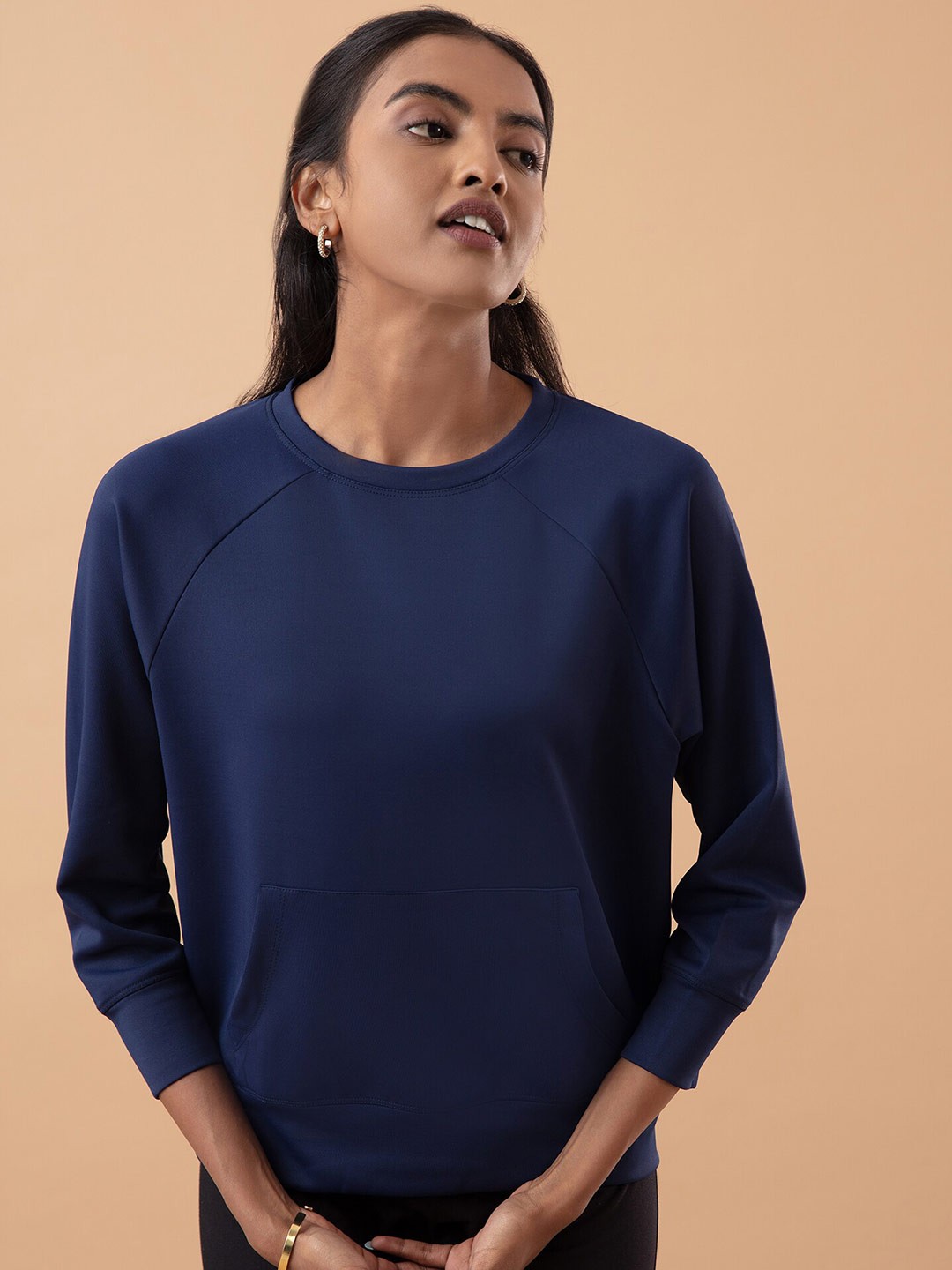 

Nykd Women Solid All Day Casual Chic Sweatshirt, Navy blue