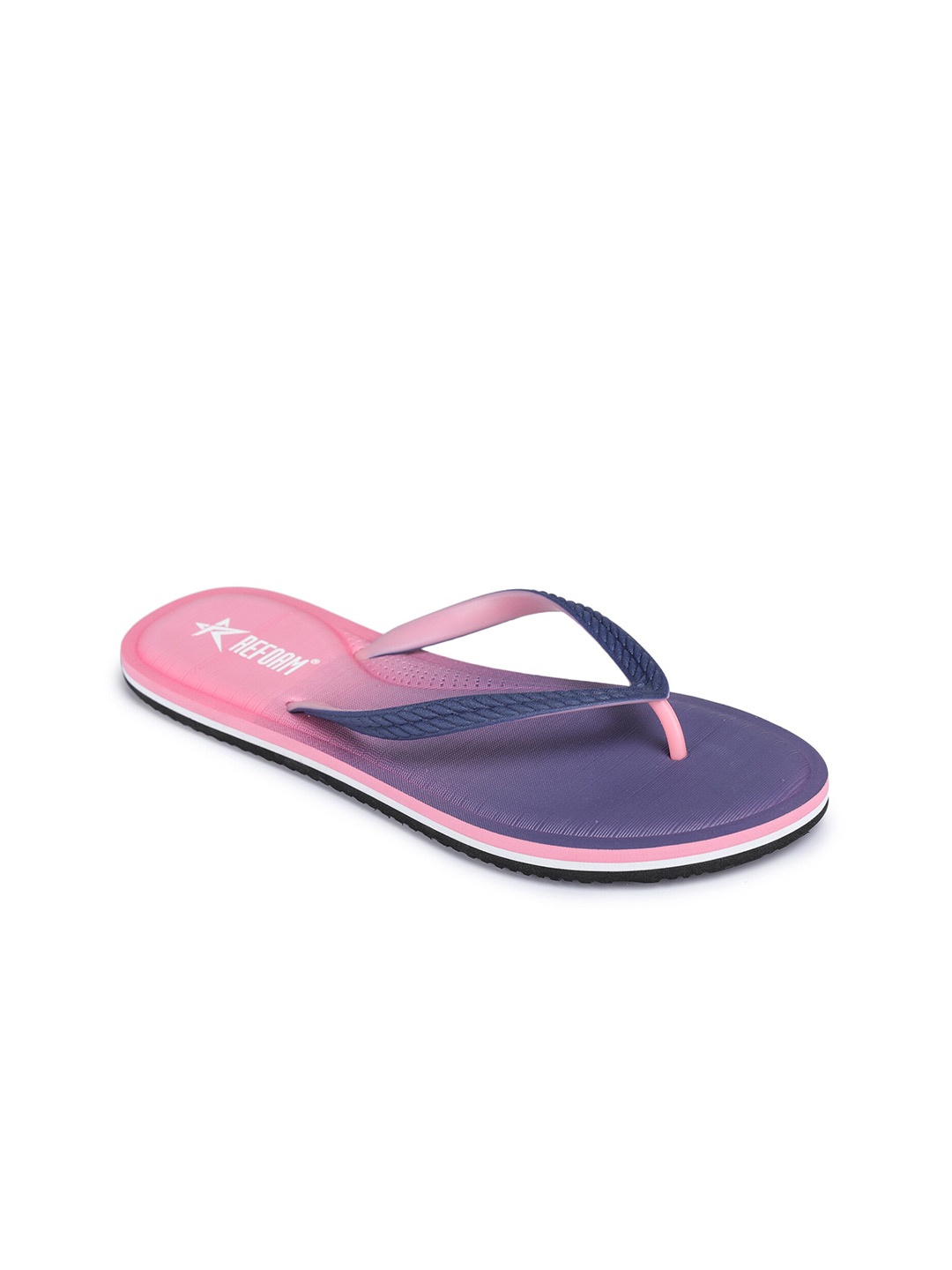 

REFOAM Women Navy Blue & Pink Colourblocked Rubber Room Slippers
