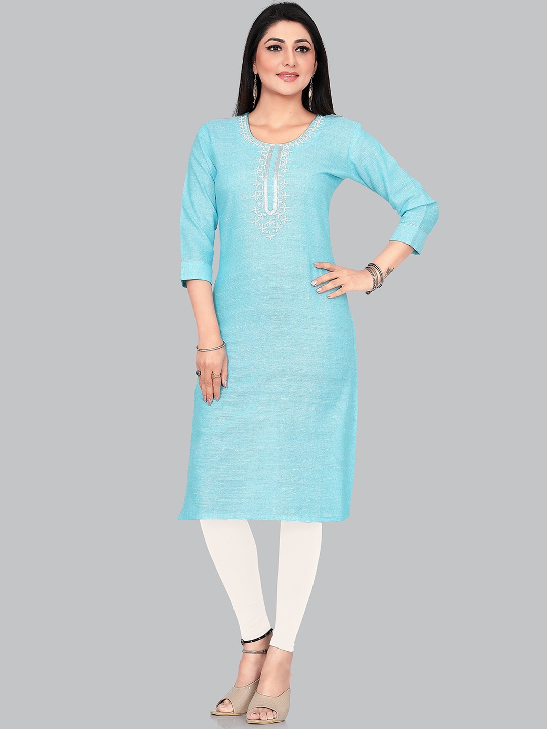 

Ayukti Women Blue Yoke Design Kurta