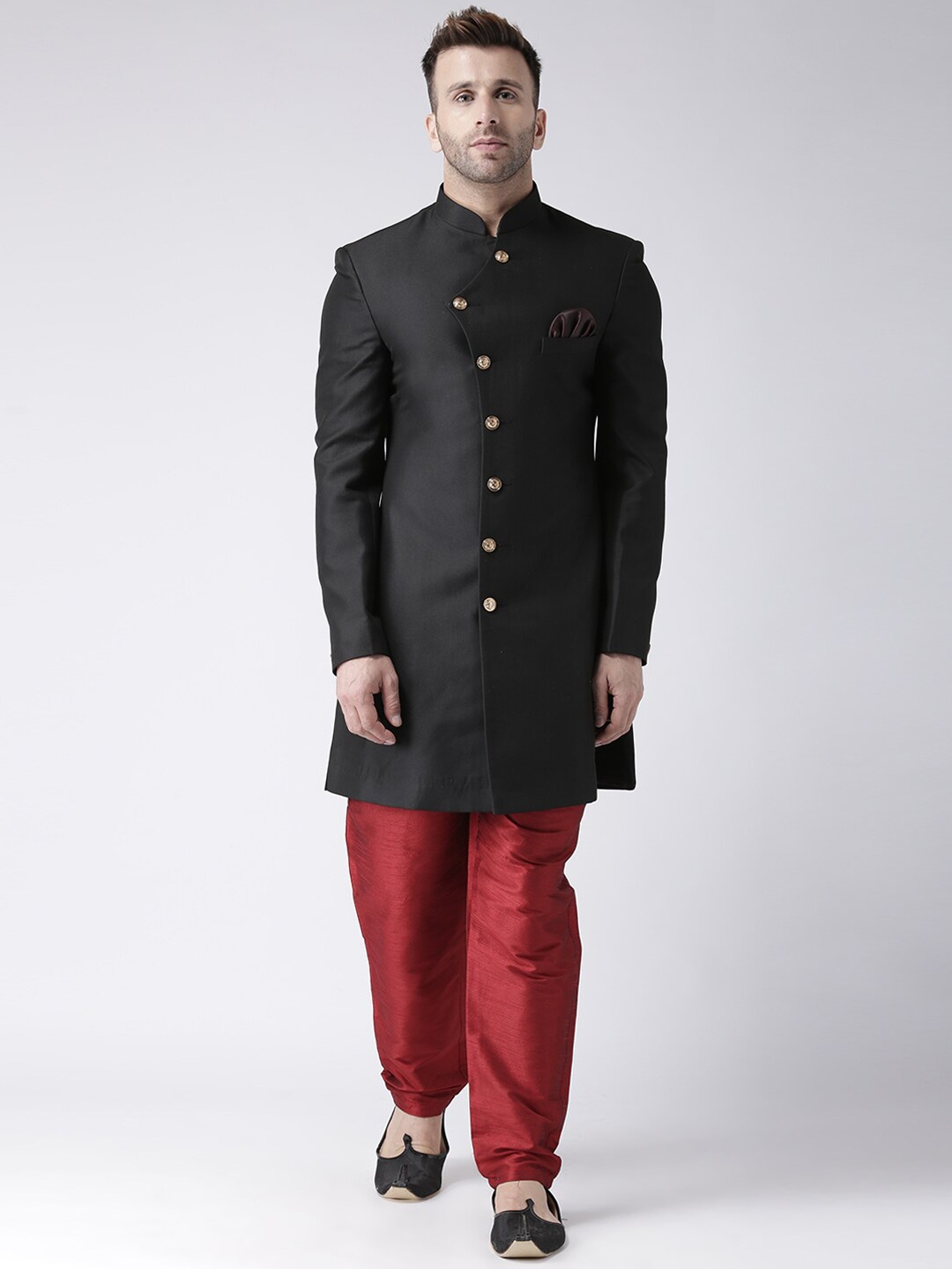

Hangup Men Black Solid Sherwani