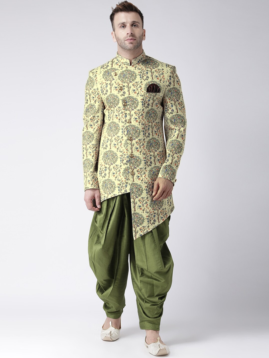 

Hangup Men Green Printed Sherwani Set