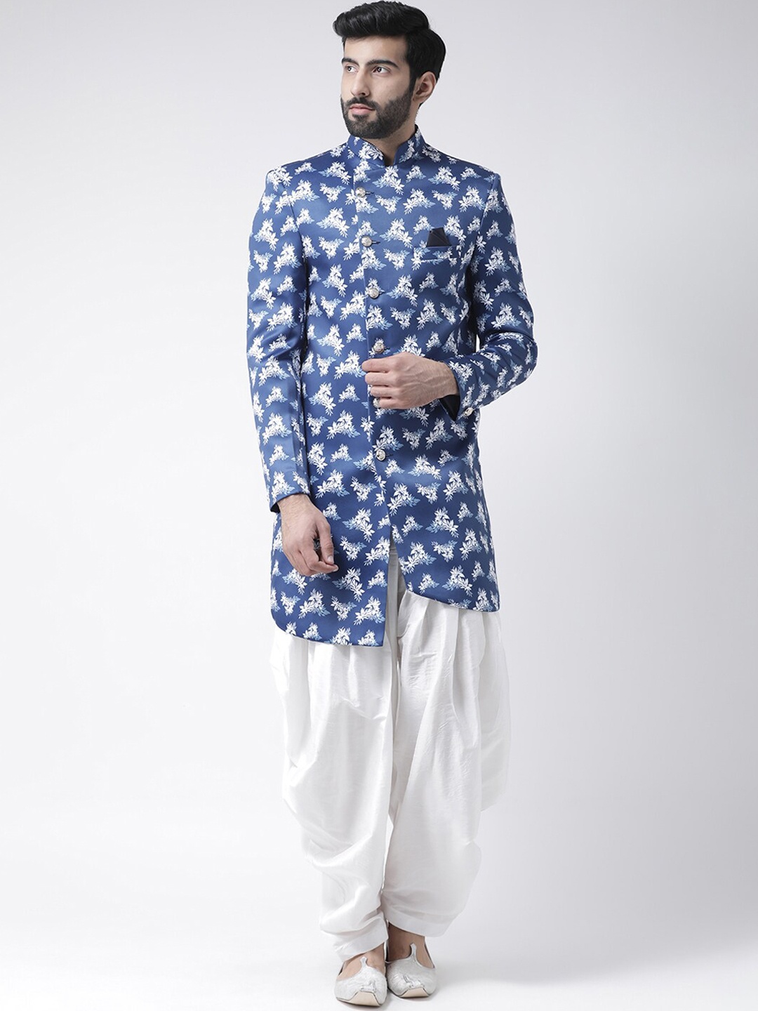 

Hangup Men Blue Printed Sherwani Set