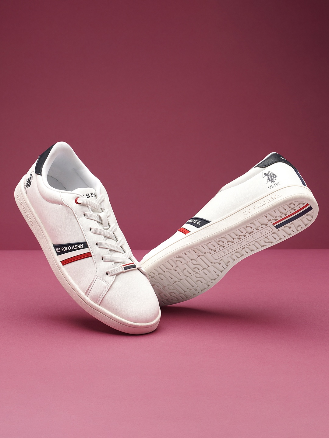 

U S Polo Assn Men PU Sneakers, Off white