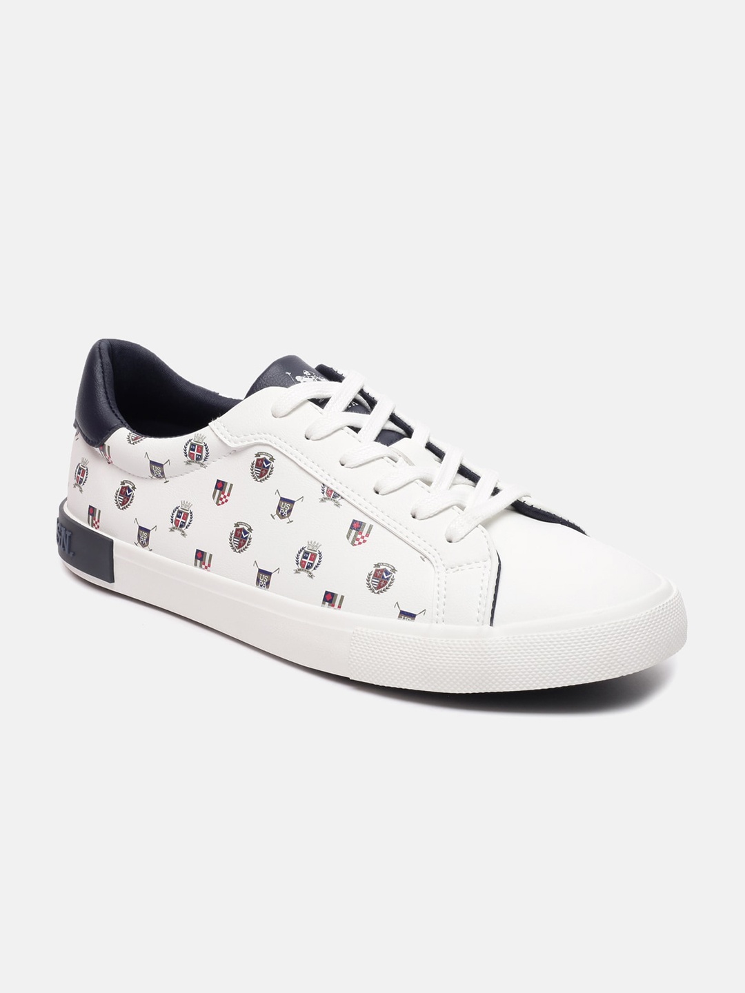 

U S Polo Assn Men Printed PU Sneakers, Off white