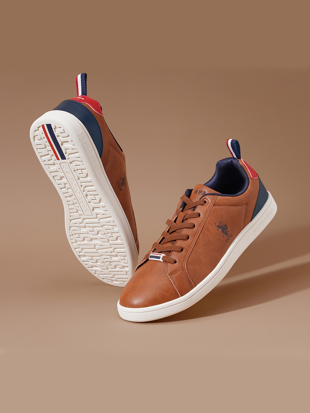 

U S Polo Assn Men PU Sneaker Casual Shoes, Tan