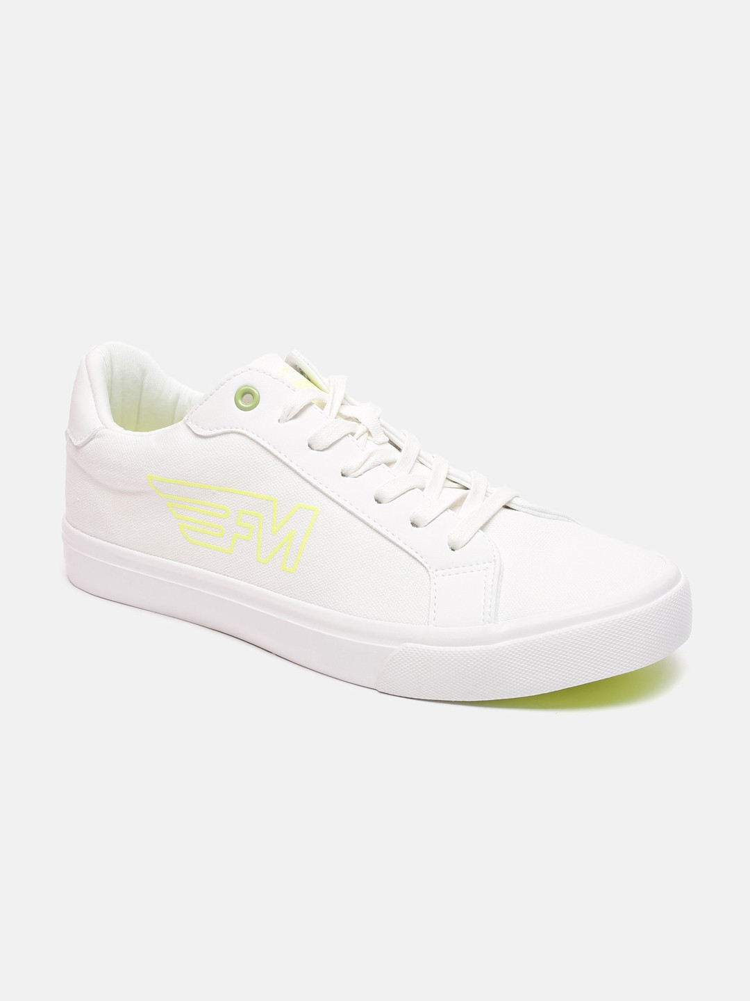 

Flying Machine Men Canvas Lace-Up Sneakers, Off white