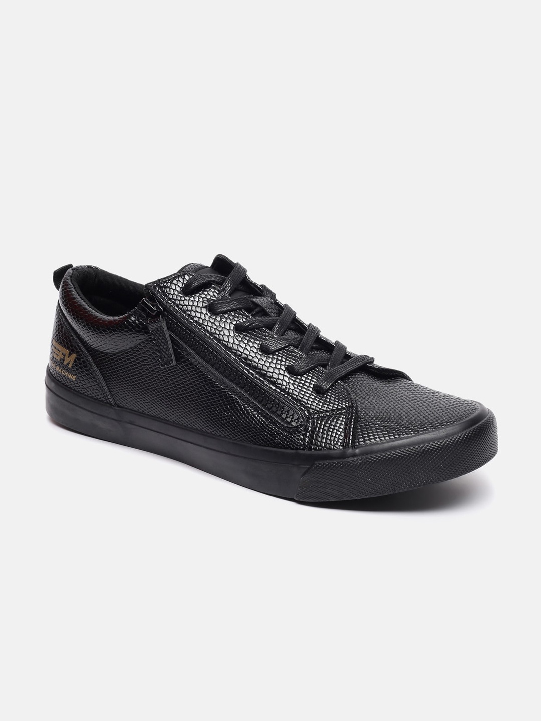 

Flying Machine Men Textured PU Sneakers, Black