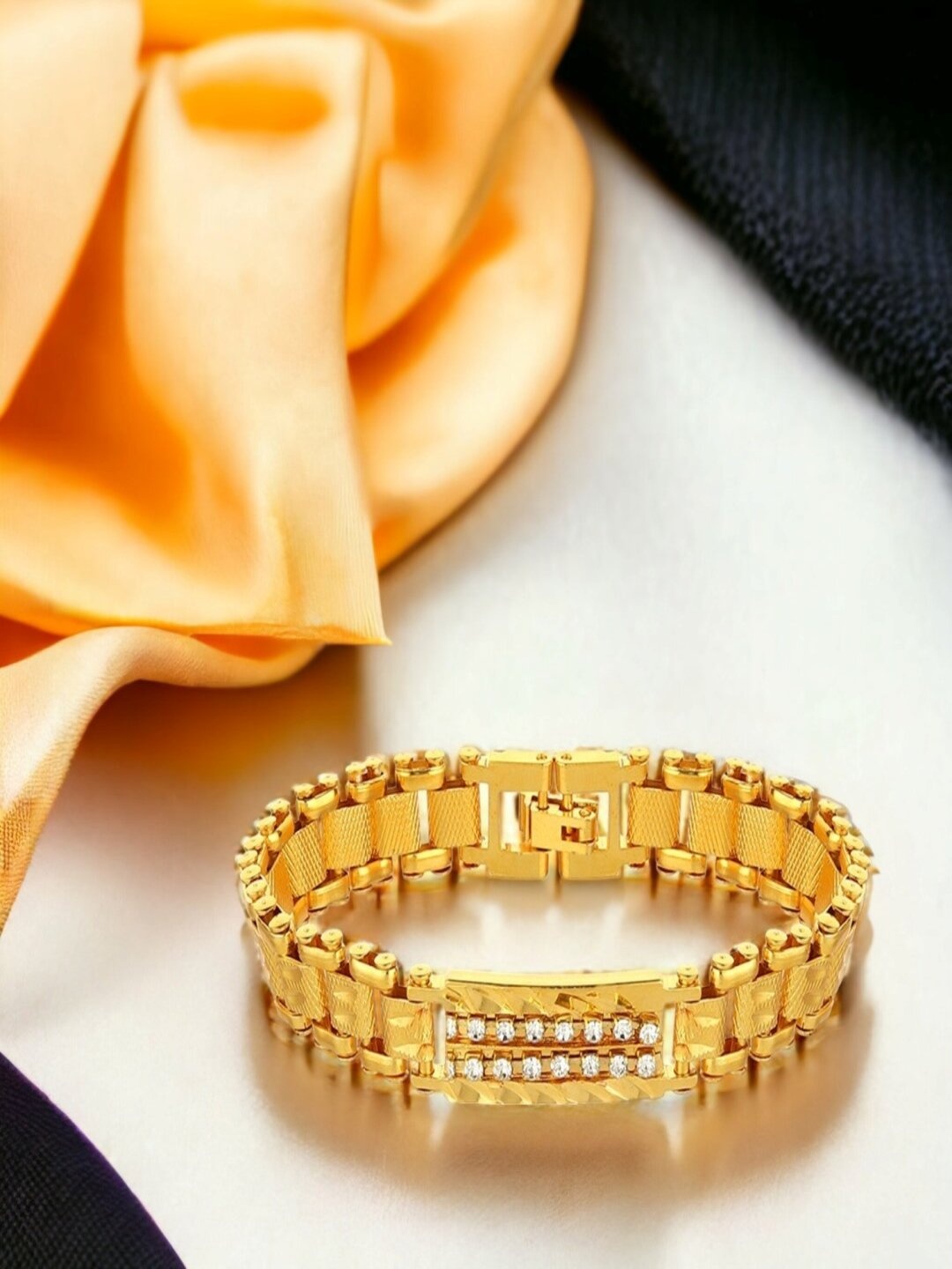 

Goldnera Men Gold-Plated Studded Wrap around Bracelet