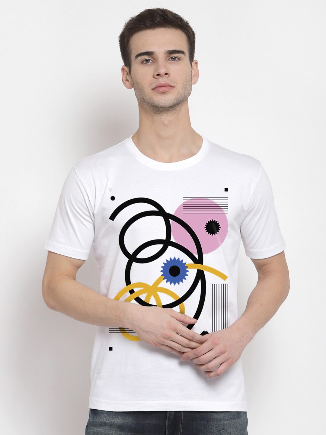 

THREADCURRY Men White Printed T-shirt