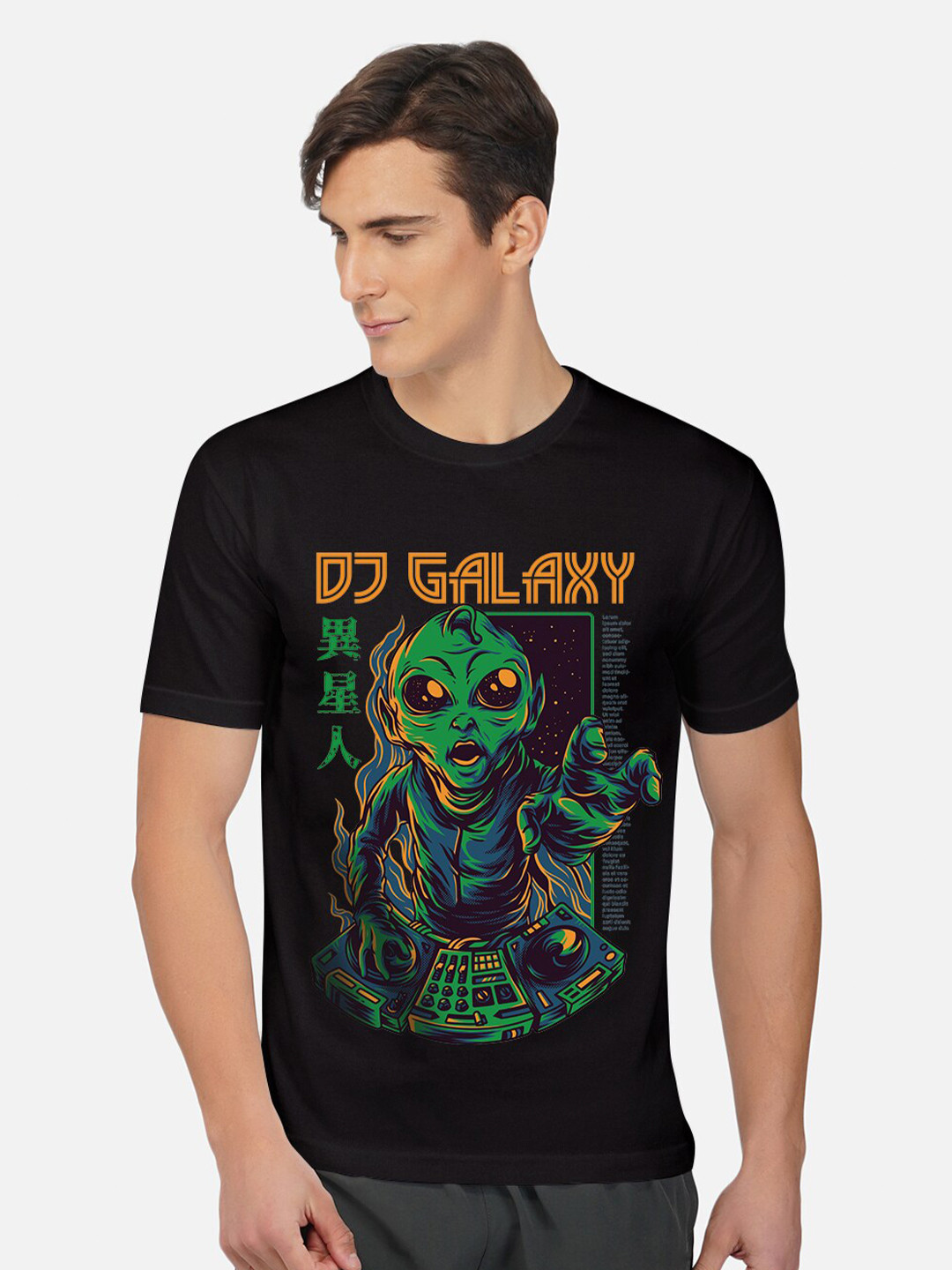 

THREADCURRY Men Black Printed Cotton T-shirt