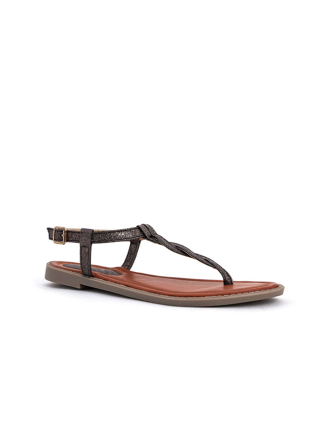 

Khadims Women T-Strap Flats, Grey
