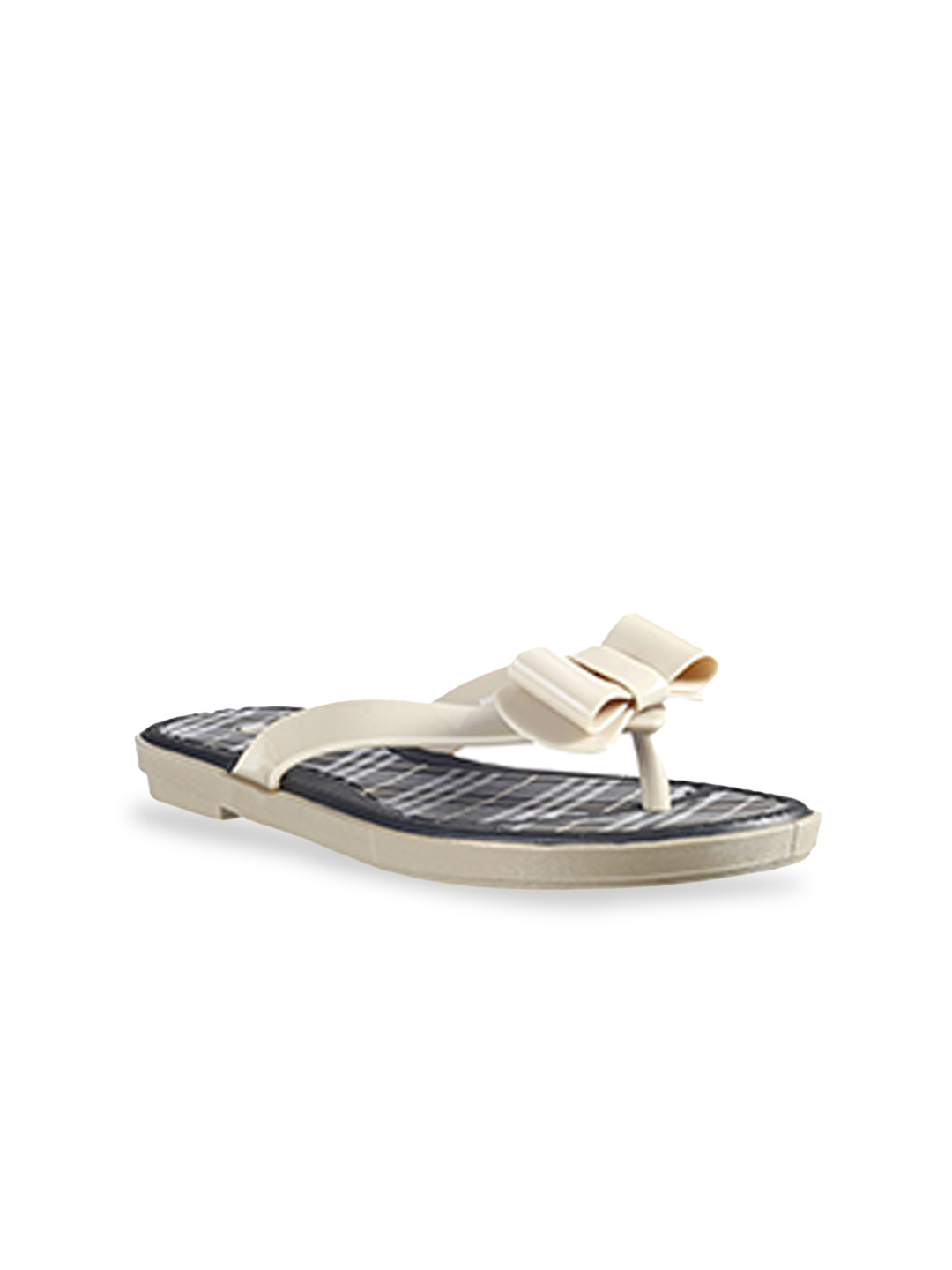 

Khadims Women Black & Beige Printed Thong Flip-Flops