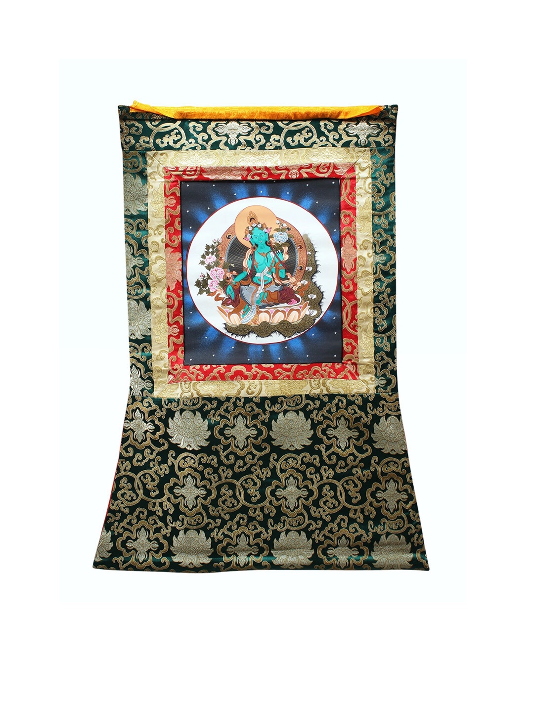 

Exotic India Blue & Black Tibetan Buddhist Saviour Goddess Tara Painting Wall Art