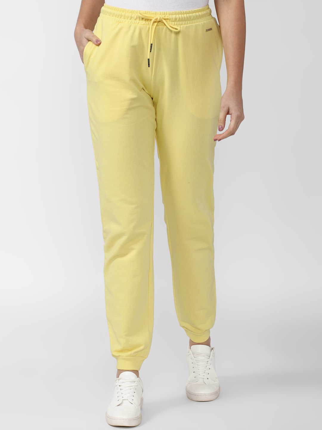 

Van Heusen Woman Women Yellow Regular Fit Solid Cotton Joggers Trousers