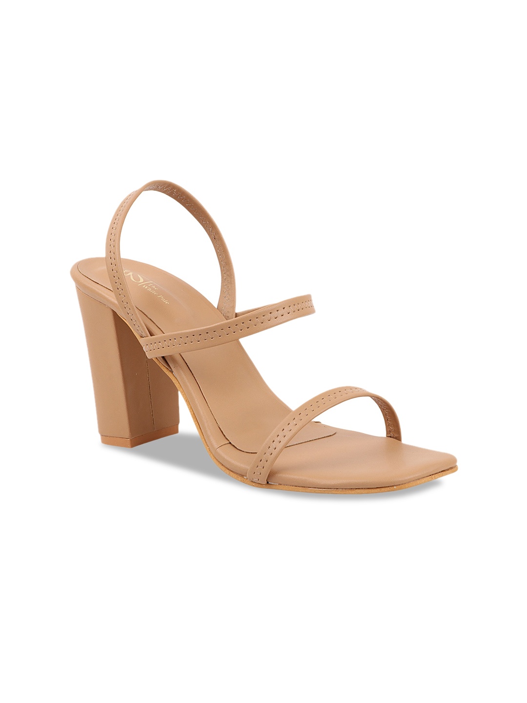 

THE WHITE POLE Beige Square Toe Block Sandals