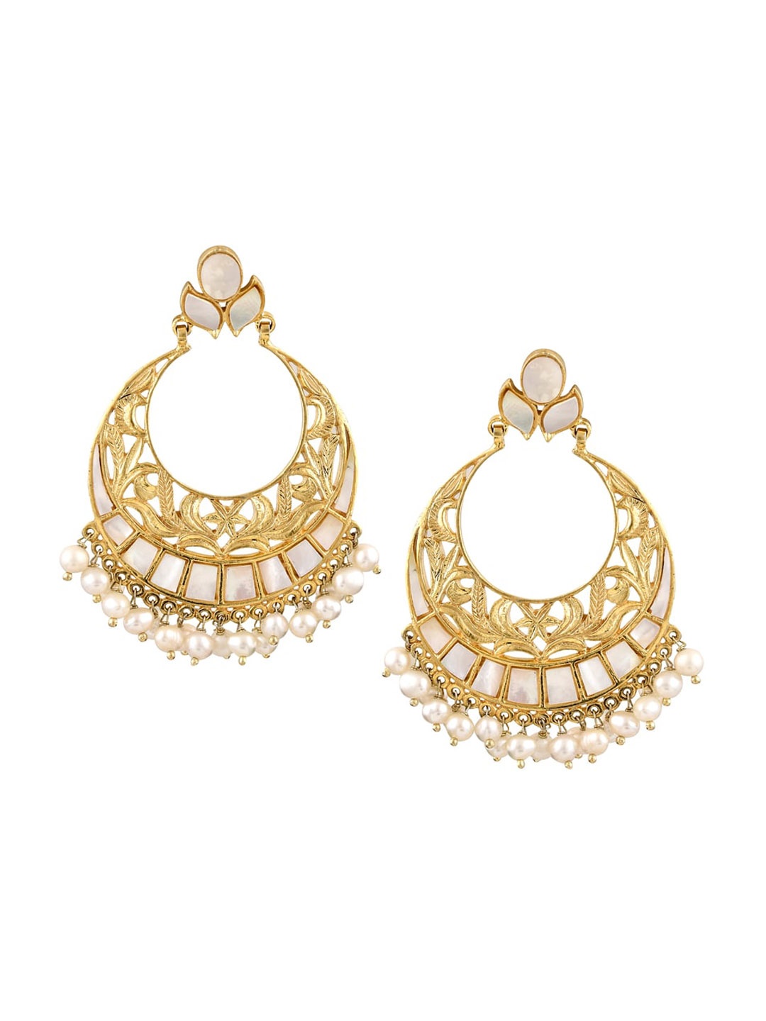 

ZILVER Gold-Plated Contemporary Chandbalis Earrings, Off white