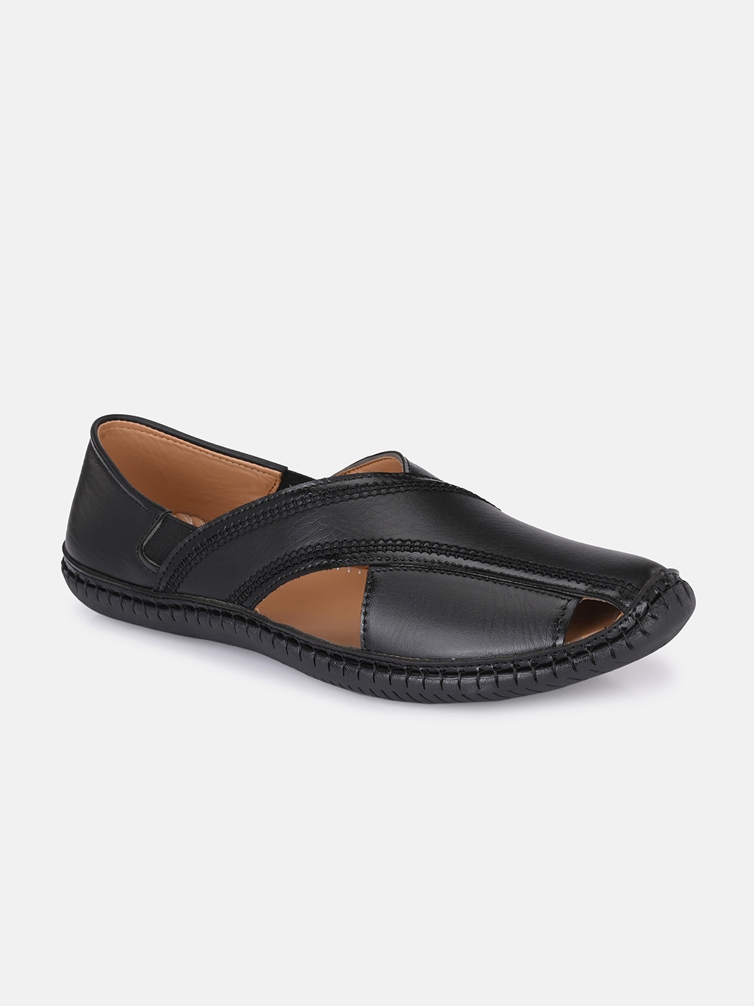 

ZEBX Men Black Slip-On Sneakers