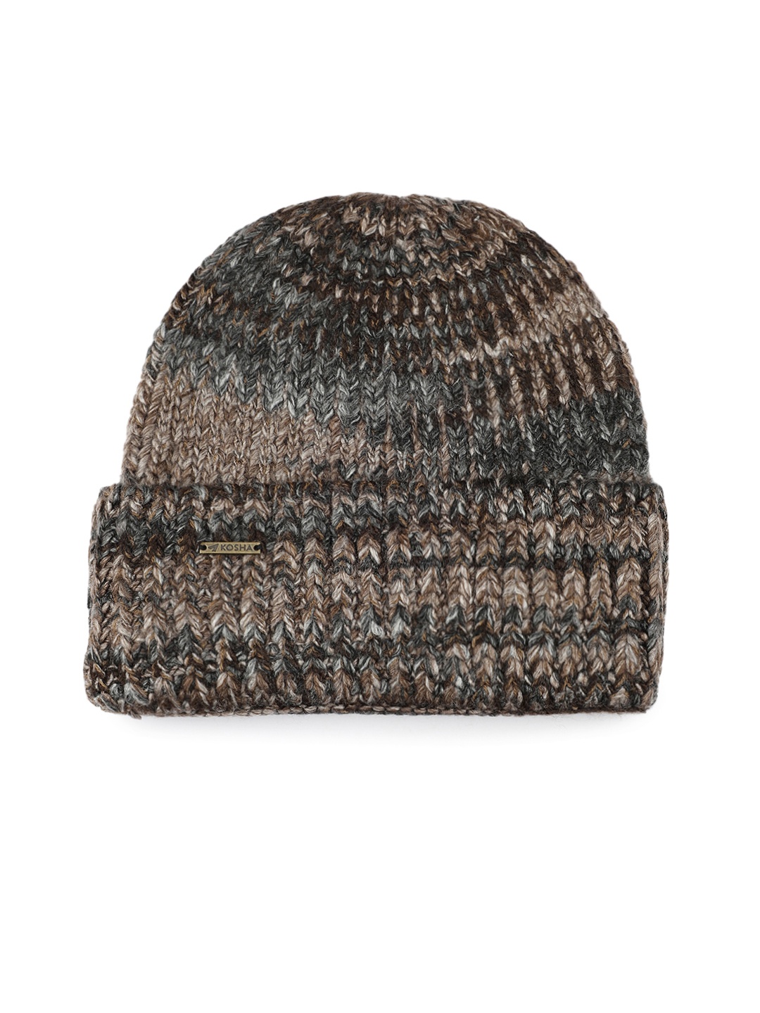 

Kosha Men Beige & Brown Acrylic Wool Beanie, Coffee brown