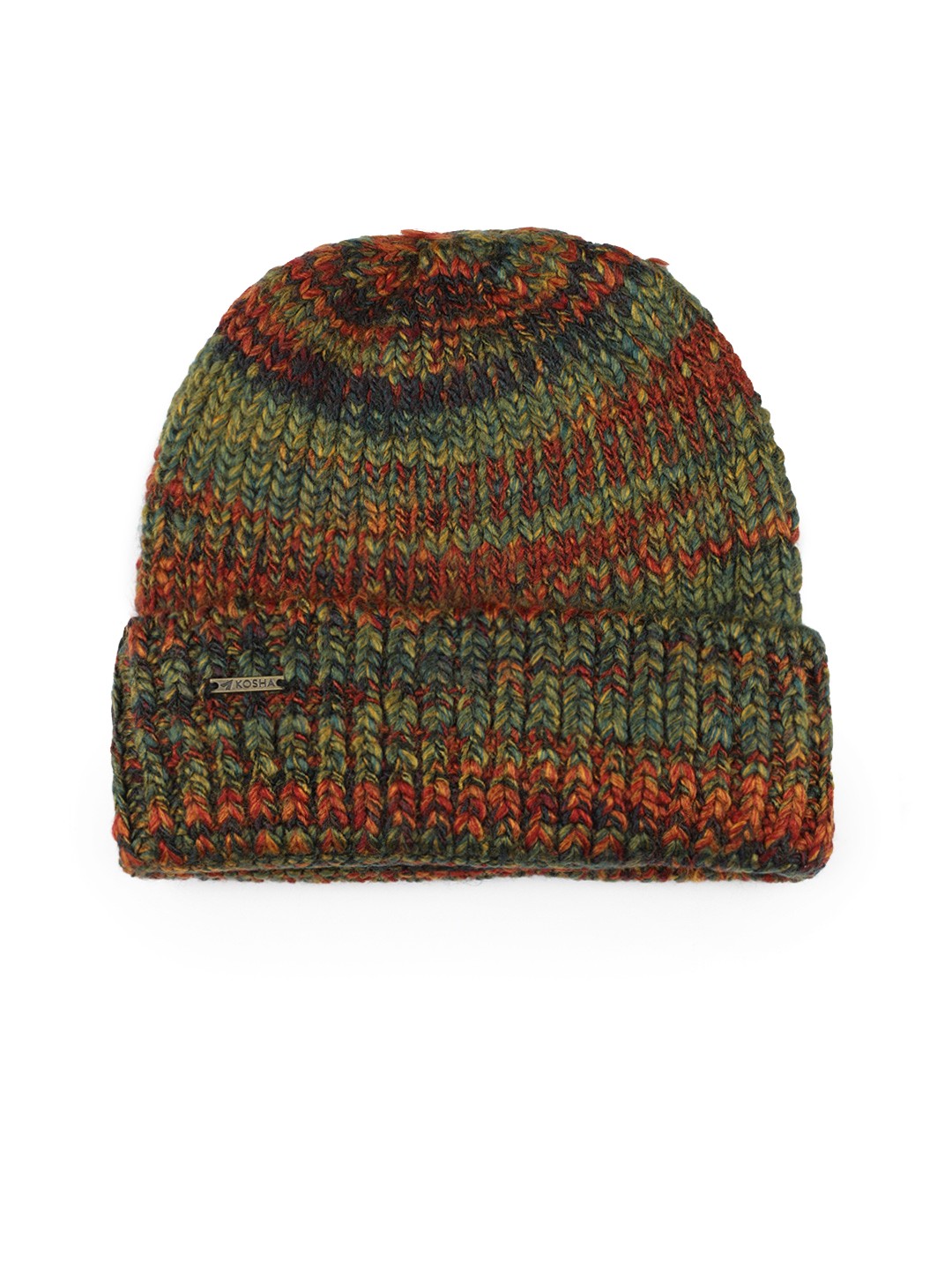 

Kosha Men Green & Orange Acrylic Wool Beanie