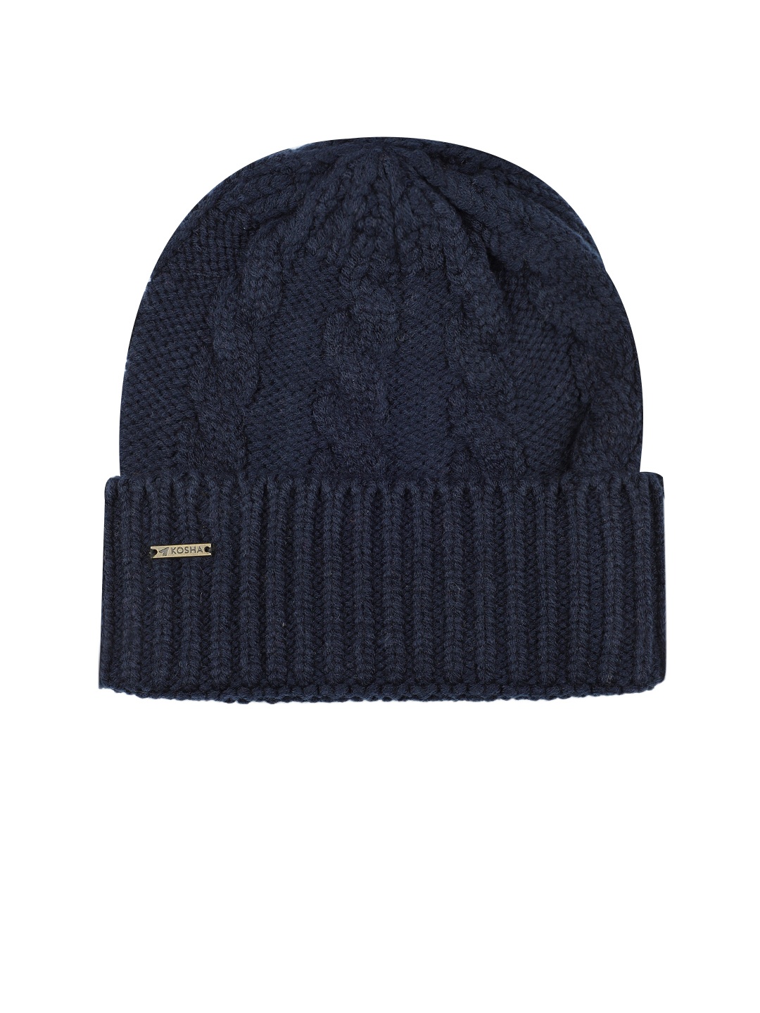 

Kosha Men Navy Acrylic Wool Cable Knit Beanie, Navy blue