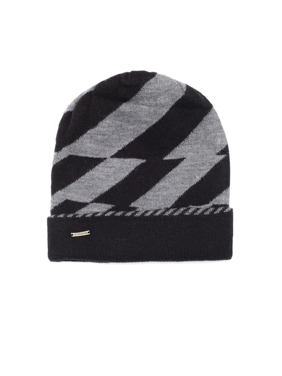 

Kosha Men Men Diagonal Merino Wool Beanie, Grey melange