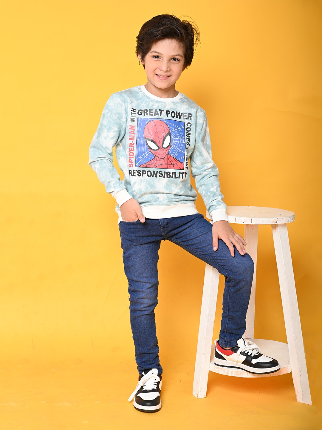 

BONKIDS Boys Green Printed Sweatshirt