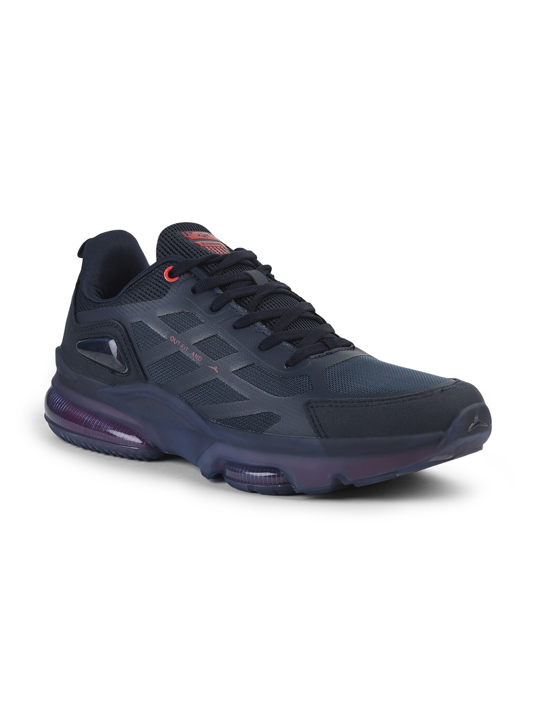 

JQR Men I-Pad Navy Blue Lace Up Mid-Top Mesh Running Sports Shoes