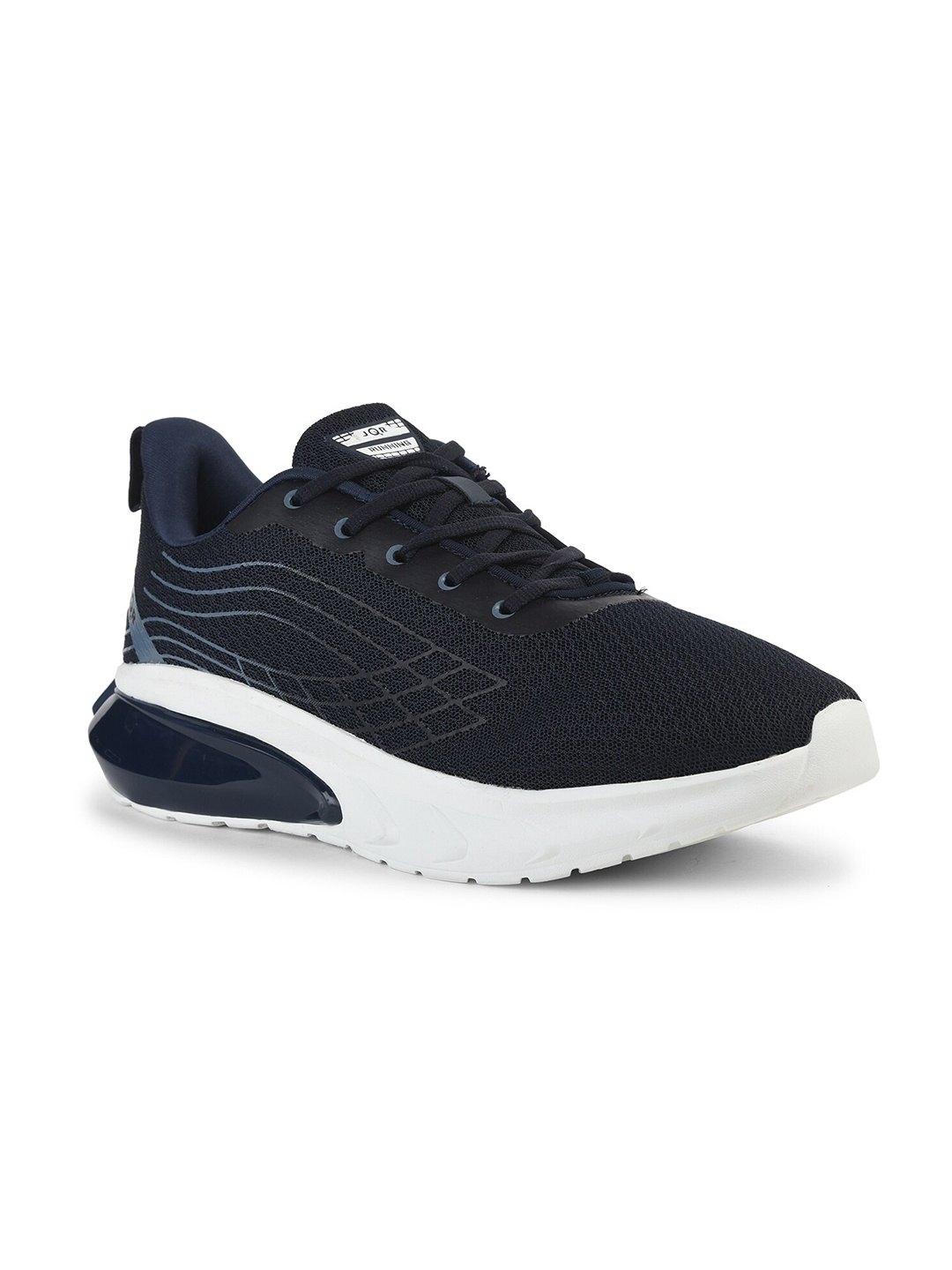 

JQR Men PIPE Navy Blue Lace Up Mid-Top Mesh Running Sports Shoes