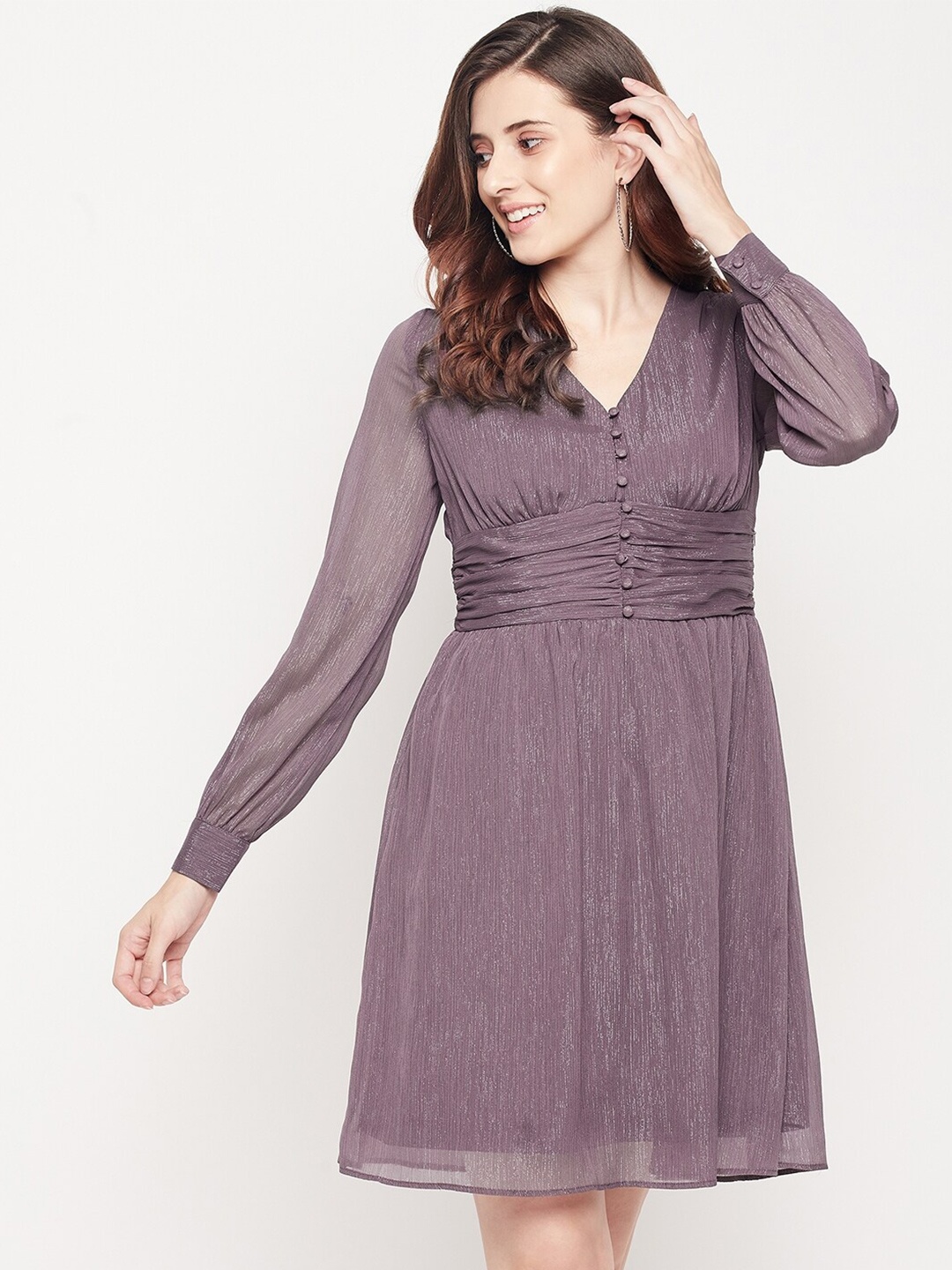

Madame Women Mauve Striped Dress