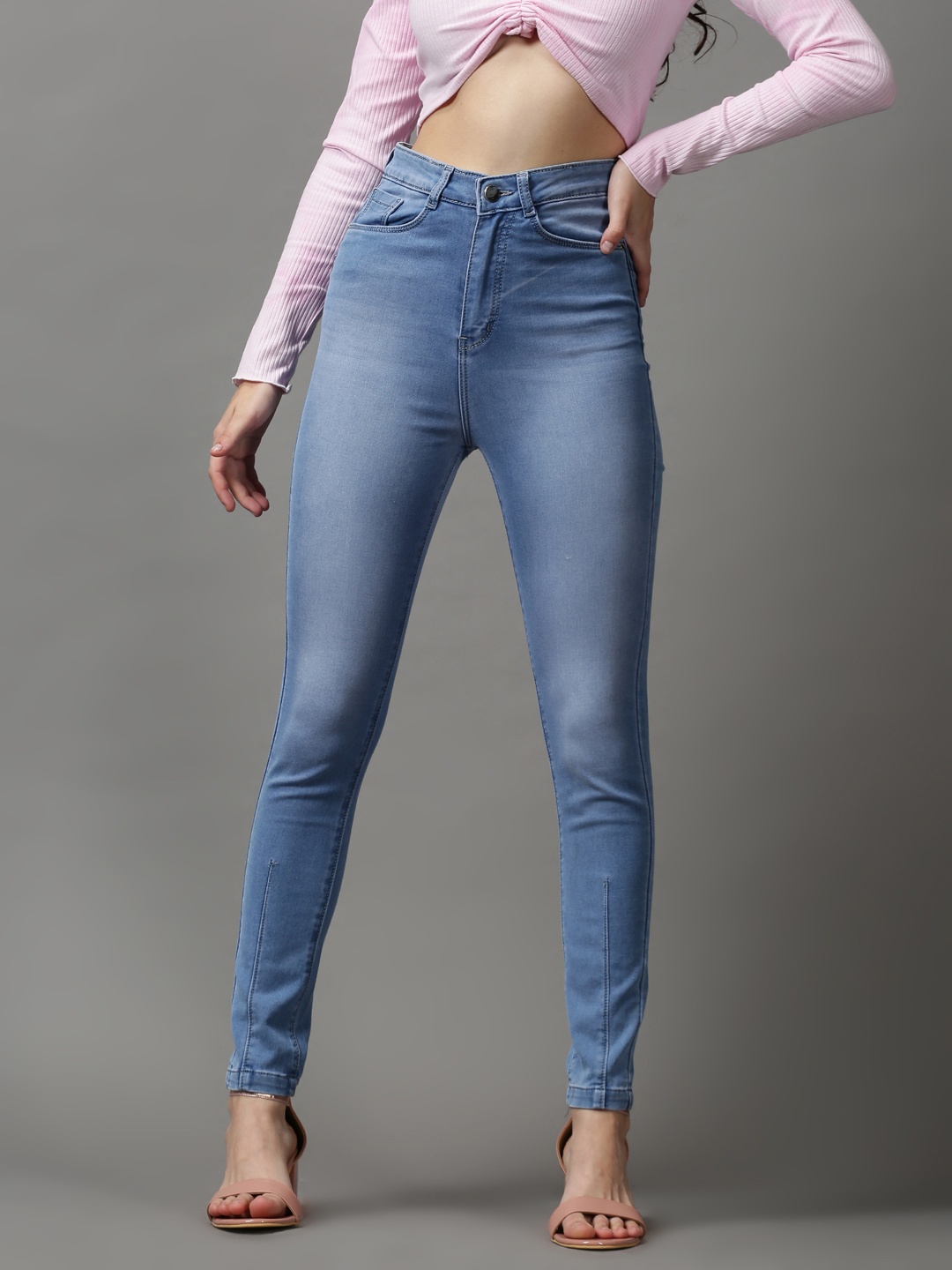 

SHOWOFF Women Blue Jean Slim Fit High-Rise Light Fade Stretchable Jeans