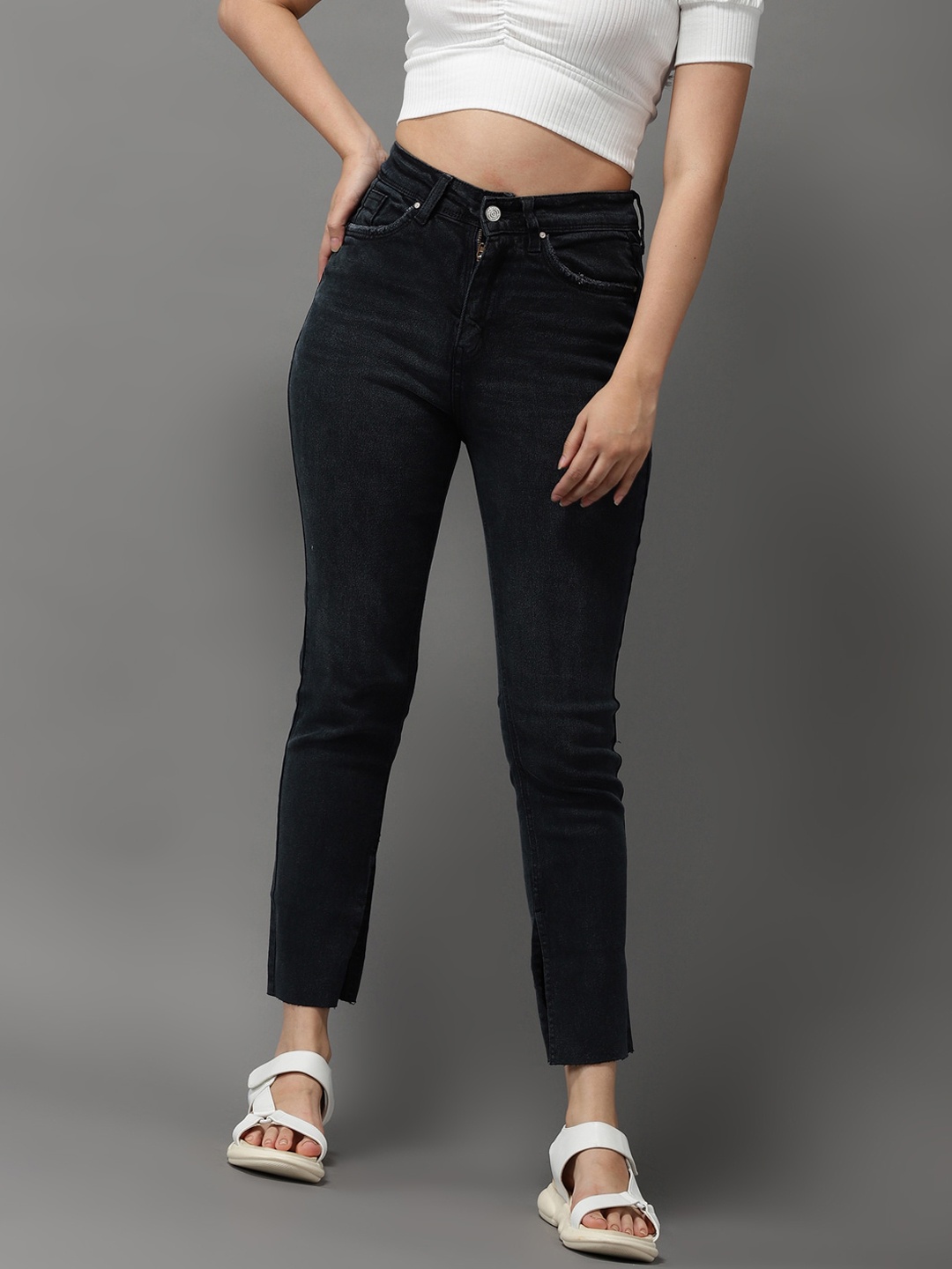 

SHOWOFF Women Charcoal Jean Slim Fit High-Rise Stretchable Jeans