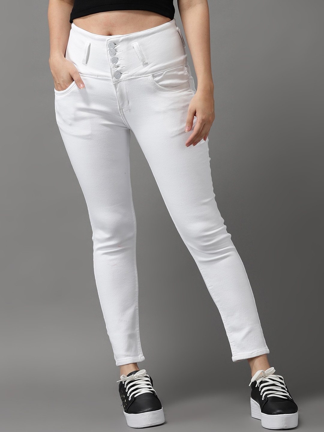 

SHOWOFF Women White Jean Slim Fit High-Rise Stretchable Jeans