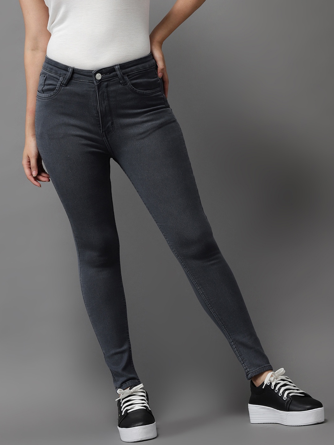 

SHOWOFF Women Grey Jean Skinny Fit High-Rise Stretchable Jeans