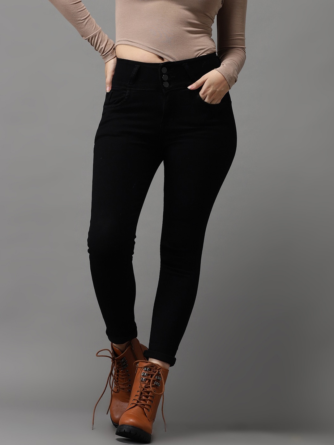 

SHOWOFF Women Black Jean Skinny Fit High-Rise Stretchable Jeans