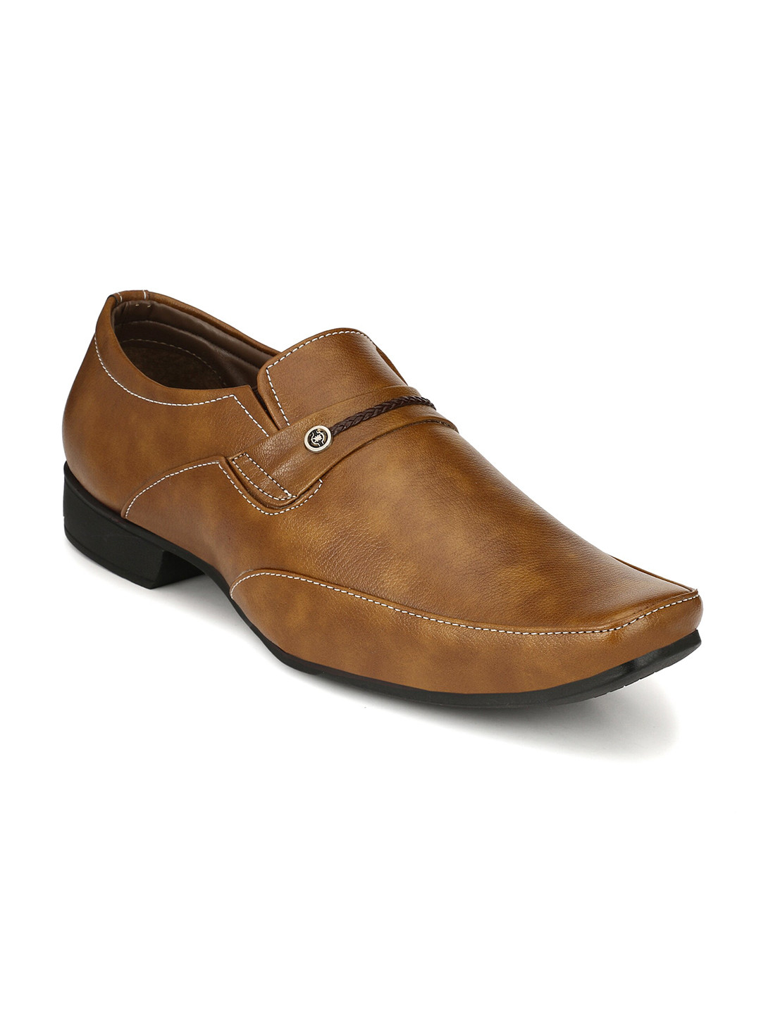 

John Karsun Men Tan-Coloured Solid Formal Slip-On Shoes