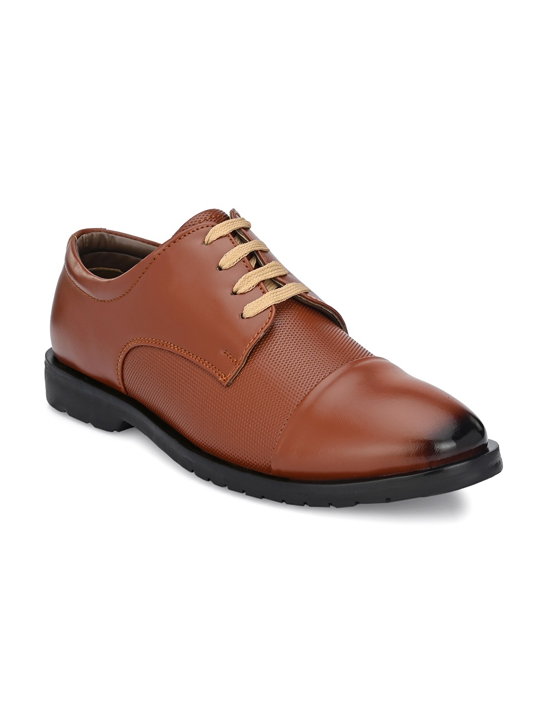 

John Karsun Men Tan Brown Solid Formal Derbys