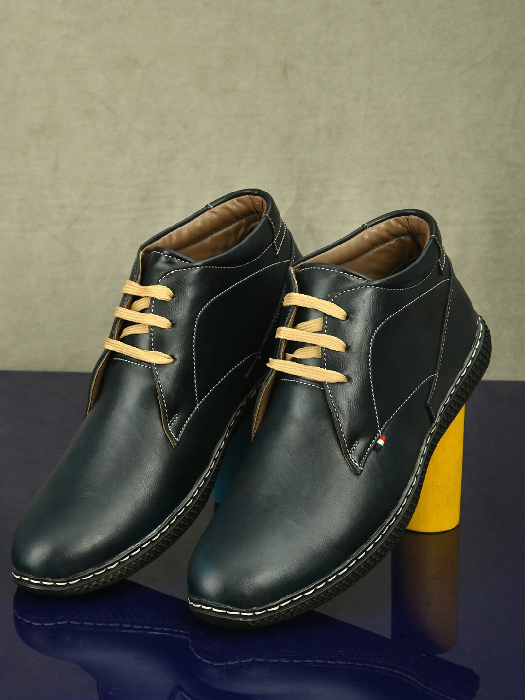 

John Karsun Men Blue Solid Regular Boots