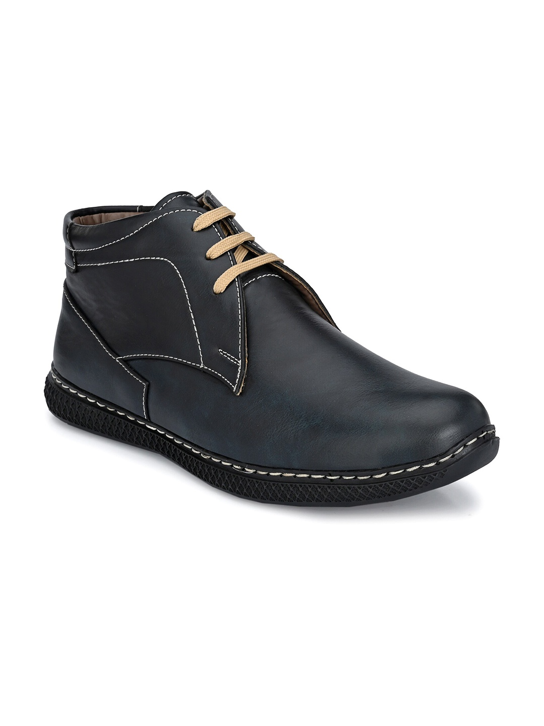 

John Karsun Men Blue Solid Regular Boots