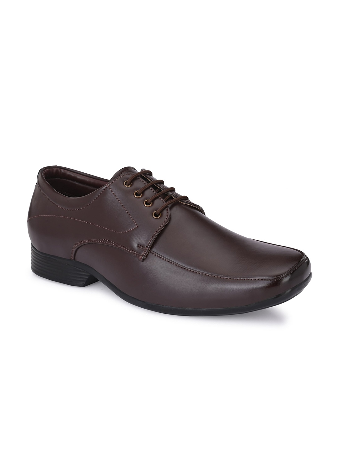 

John Karsun Men Brown Solid Synthetic Leather Formal Derbys