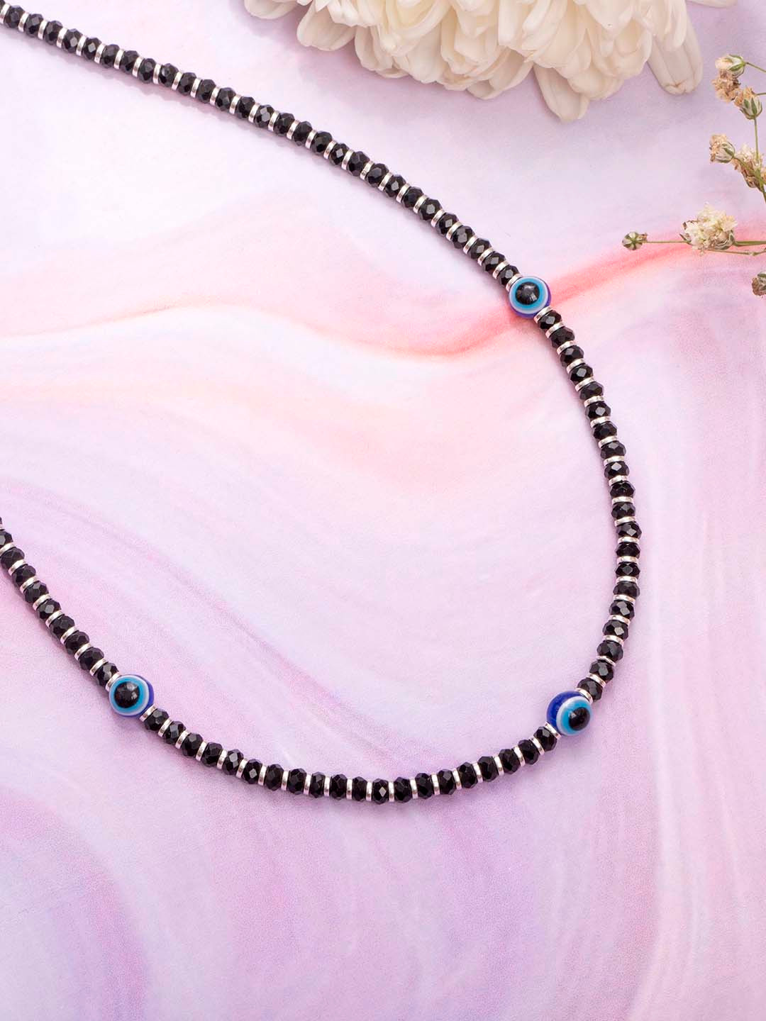 

Zavya Silver-Toned & Black Silver-Plated Sterling Silver Necklace