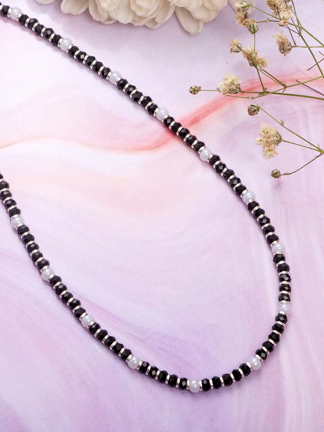 

Zavya Silver-Toned & Black Sterling Silver-Plated Necklace
